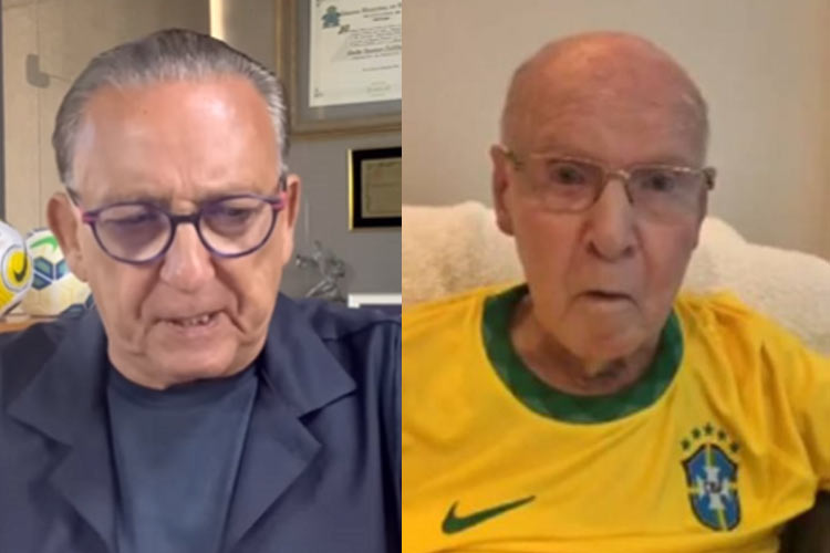 Emocionado, Galvão Bueno se despede de Zagallo: ‘Te amo’
