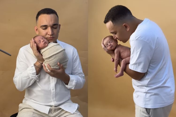 João Gomes mostra o resultado do primeiro ensaio fotográfico de seu filho, Jorge