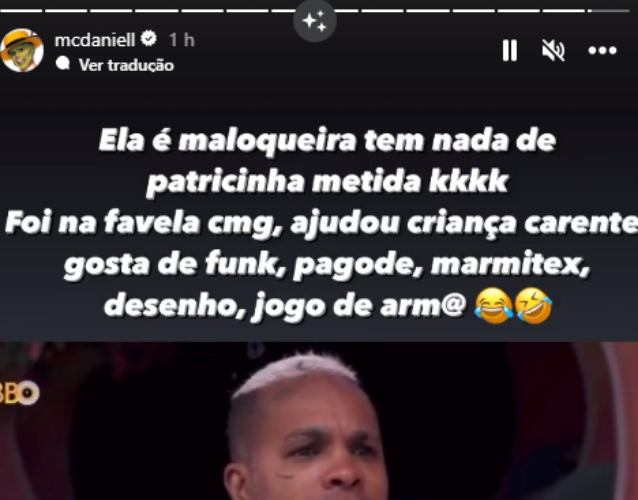 MC Daniel defendendo Yasmin (Reprodução: Instagram)