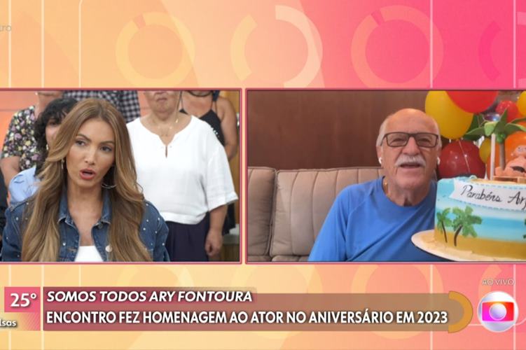 Ary Fontoura se emociona ao ganhar surpresa de aniversário no ‘Encontro’