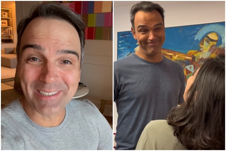 Tadeu Schmidt faz promessa na web e leva chamada da esposa