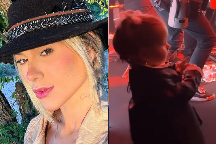 Maria Flor leva susto durante show de Leonardo e Virginia Fonseca reage: ‘Acho que se assustou’