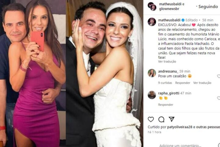 A postagem de Matheus Baldi sobre o casamento de Carioca e Paola (Reprodução: Instagram @matheusbaldi)