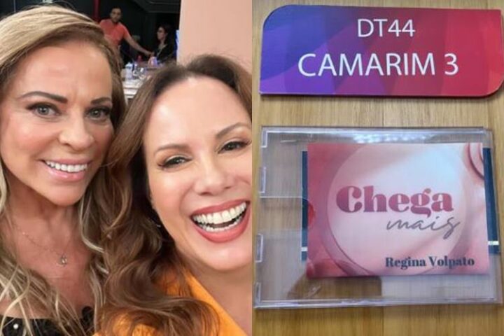 Christina Rocha e Regina Volpato nos bastidores do Chega Mais no SBT