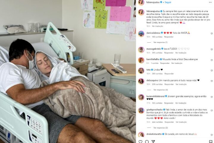 Fabiana Justus se declarando para o marido nas redes (Reprodução: Instagram)