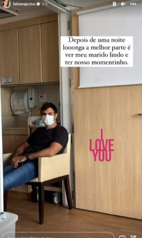 Fabiana mostrando a visita do marido (Reprodução: Instagram)