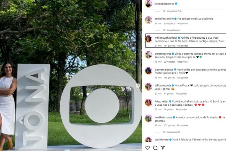 Os comentários dos famosos na publicação de Fátima sobre sua saída da TV Globo (Reprodução: Instagram)