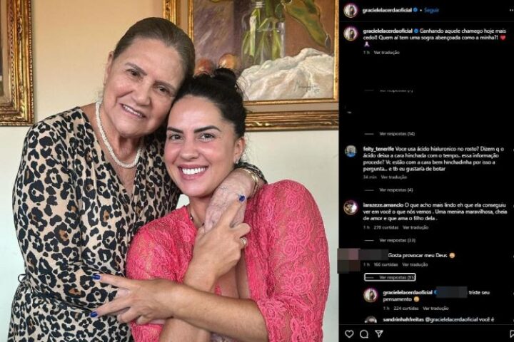 A postagem da Graciele com a sogra e o comentário da pessoa (Reprodução: Instagram)