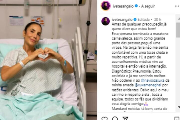 Ivete Sangalo contando a internação para o público (Reprodução: Instagram)