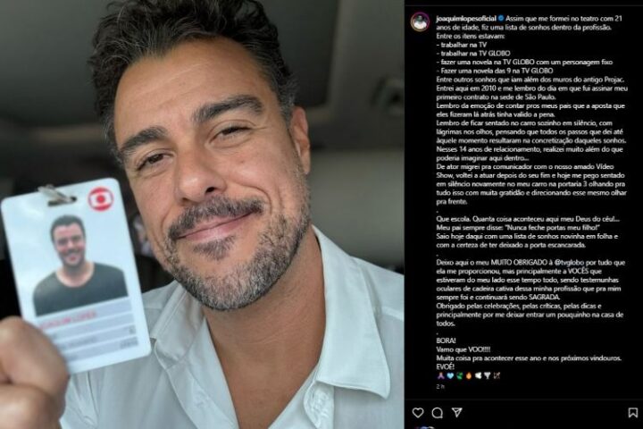 A publicação de Joaquim anunciando sua saída da TV Globo (Reprodução: Instagram)