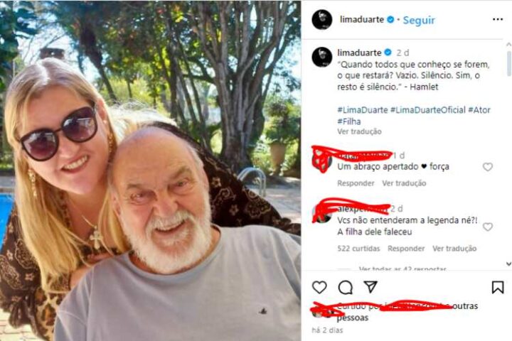 Lima Duarte homenageando a filha (Reprodução Instagram)