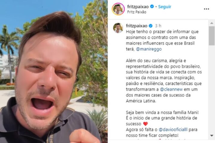 O empresário falando sobre o contrato com a esposa de Davi (Reprodução: Instagram)
