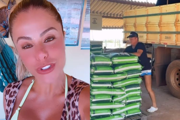 Poliana Rocha se declara para Leonardo ao mostrar cantor trabalhando na fazenda: “Meu 60tão”