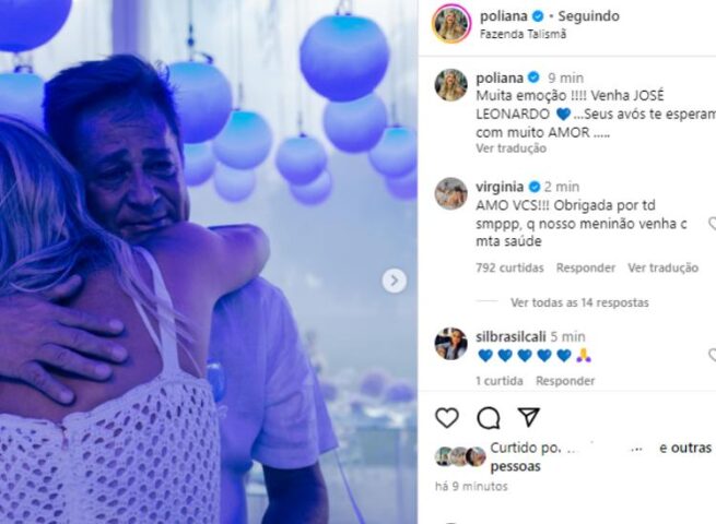 A publicação de Poliana com Leonardo emocionado (Reprodução: Instagram)