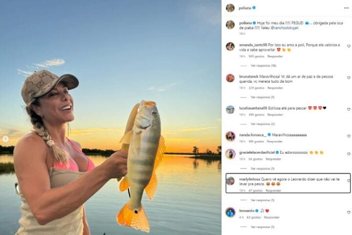 Poliana Rocha pescando (Reprodução: instagram)