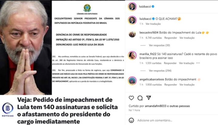 Post de Bacci sobre Lula