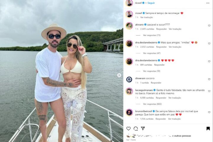 Rico publicou a foto com a Deolane, onde ela deixou um comentário (Reprodução: Instagram)