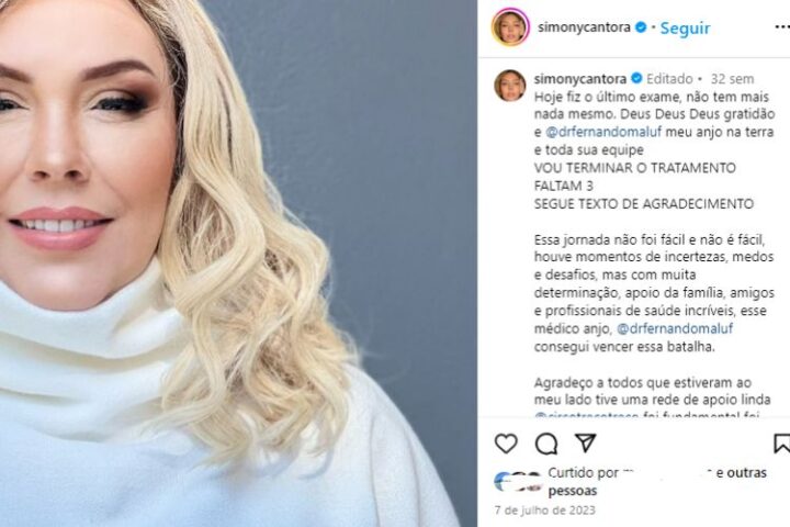 A publicação de Simony (Reprodução: Instagram)
