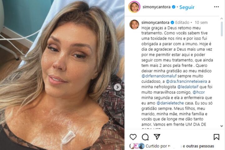 Simony sobre a retomada do tratamento (Reprodução: Instagram)