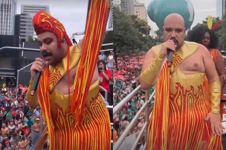 Tiago Abravanel se joga na folia e beija todos em cima de trio: “Meu marido apoia”