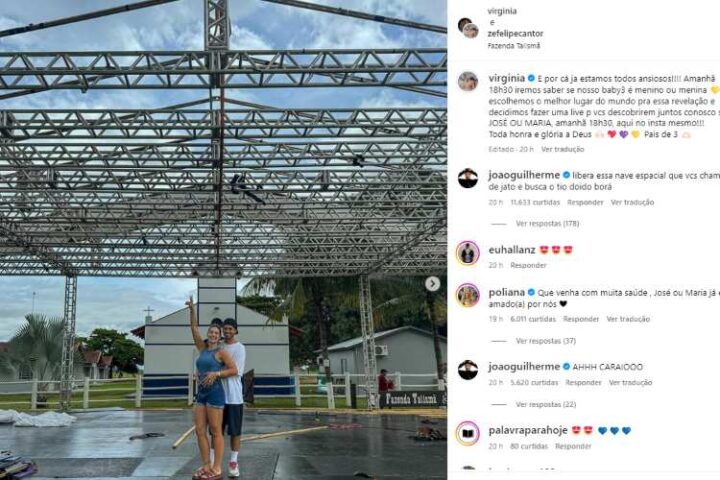 A publicação de Virginia sobre o chá revelação (Reprodução: Instagram)