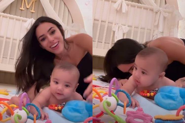 Bruna Biancardi ‘morde bumbum’ de Mavie e reação da menina encanta: “dobrinhas”