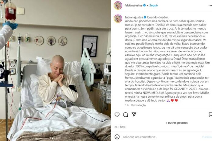 Fabiana Justus informando aos seguidores (Reprodução: Instagram)
