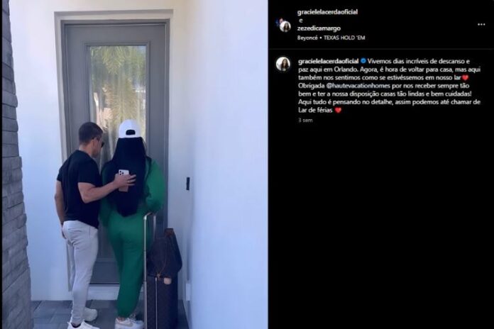 Graciele Lacerda em Orlando com Zezé no mês passado (Reprodução: Instagram)