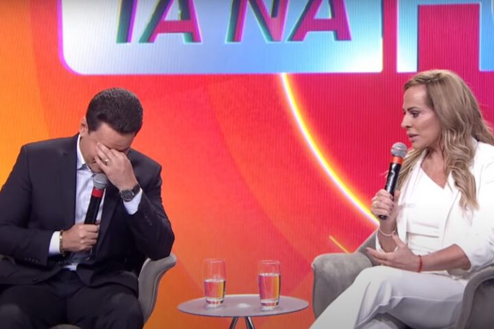 Marcão do Povo e Christina Rocha na coletiva do Tá Na Hora