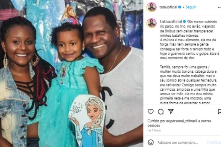 Tatau lamentando a morte da filha (Reprodução: Instagram)