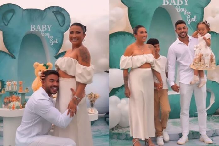 Thayse Teixeira, Leonardo Meireles e filhos no chá revelação