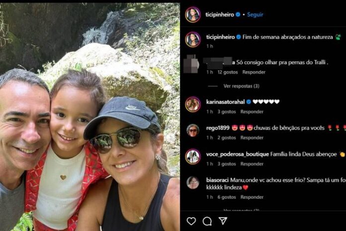 A postagem realizada por Ticiane Pinheiro na rede social durante o passeio (Fonte: Instagram)