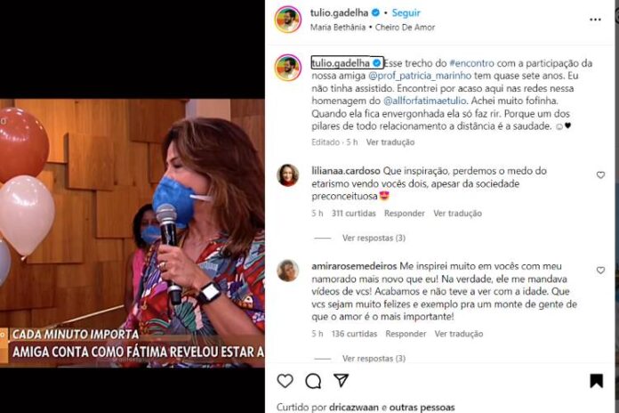 A postagem de Túlio sobre Fátima (Reprodução: Instagram)