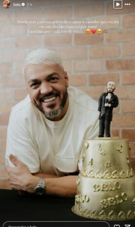 Belo Os stories de Belo comemorando com a equipe (Reprodução: Instagram @belo)