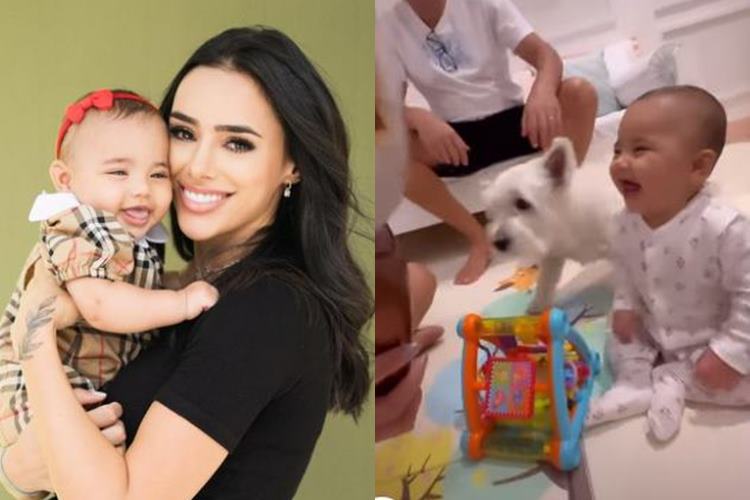 Mavie surge em momento fofo com os pais de Bruna Biancardi: “aprontando”