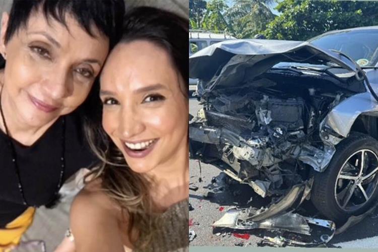 Cininha de Paula e a filha Maria Maya sofrem grave acidente de carro no Rio