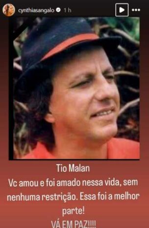 Cynthia, irmã de Ivete, lamentando a morte do tio (Reprodução: Instagram)