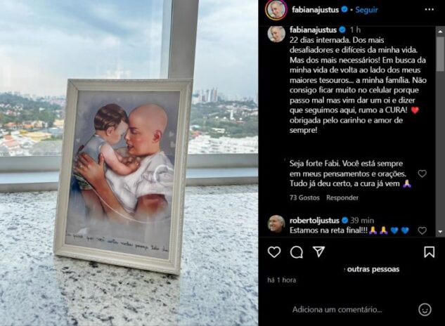 Fabiana Justus A publicação Fabiana Justus nas redes sociais (Reprodução: Instagram)