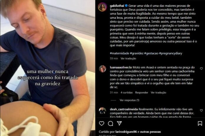 Gabi Luthai e declarando para o Téo Teló (Reprodução: Instagram)