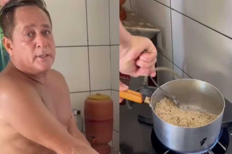 Leonardo aparece cozinhando de sunga e diverte internautas: ‘O tempero é a cachaça’
