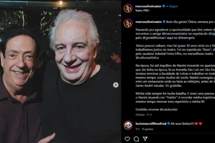 O registro publicado por Marcos Oliveira em seu Instagram (Reprodução: Instagram)