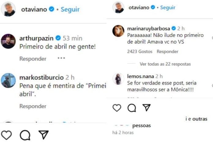 Os comentários na postagem de Otaviano (Reprodução: Instagram)