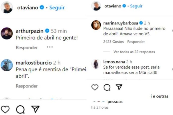 Os comentários na postagem de Otaviano (Reprodução: Instagram)