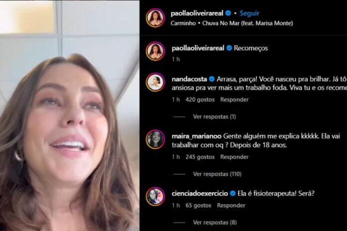 Paolla Oliveira falando sobre recomeços (Reprodução: Instagram)