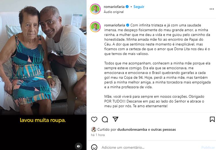 Morre Dona Lita, mãe de Romário, aos 86 anos Área VIP