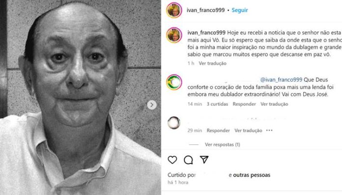 Post sobre o falecimento de José