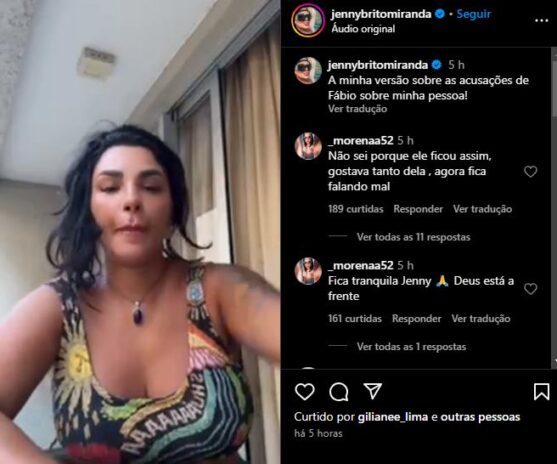 Publicação de Jenny Miranda Foto Instagram