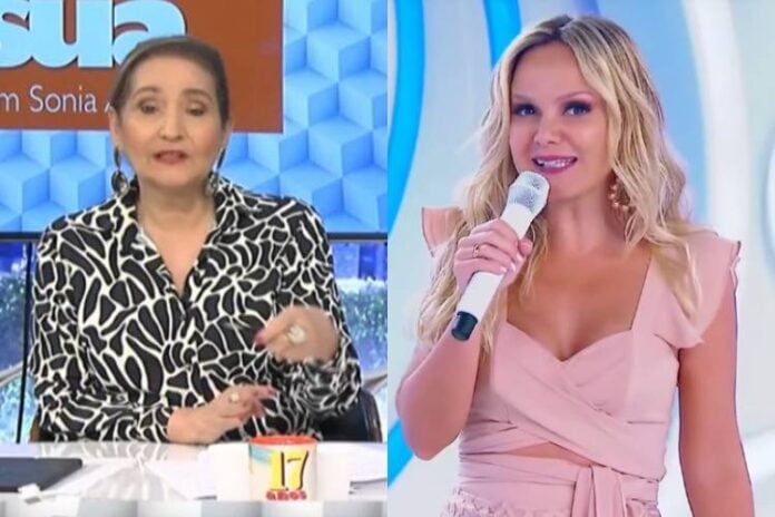Sonia Abrão falando da Eliana ao vivo (Reprodução: RedeTV e SBT)