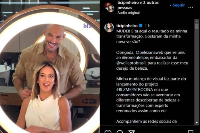 Ticiane Pinheiro depois da transfromação (Reprodução: Instagram)