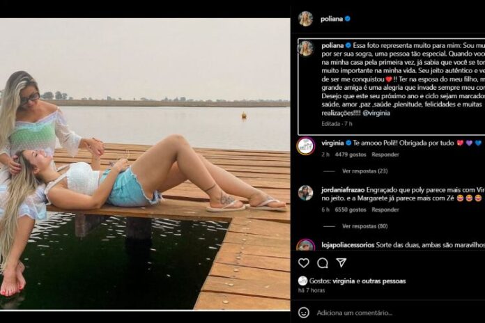 A declaração de Poliana para Virginia (Reprodução Instagram)